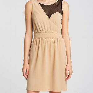 Sparkle & Fade Women's Sleeveless Mesh Dress Cream and Black Color Women's L